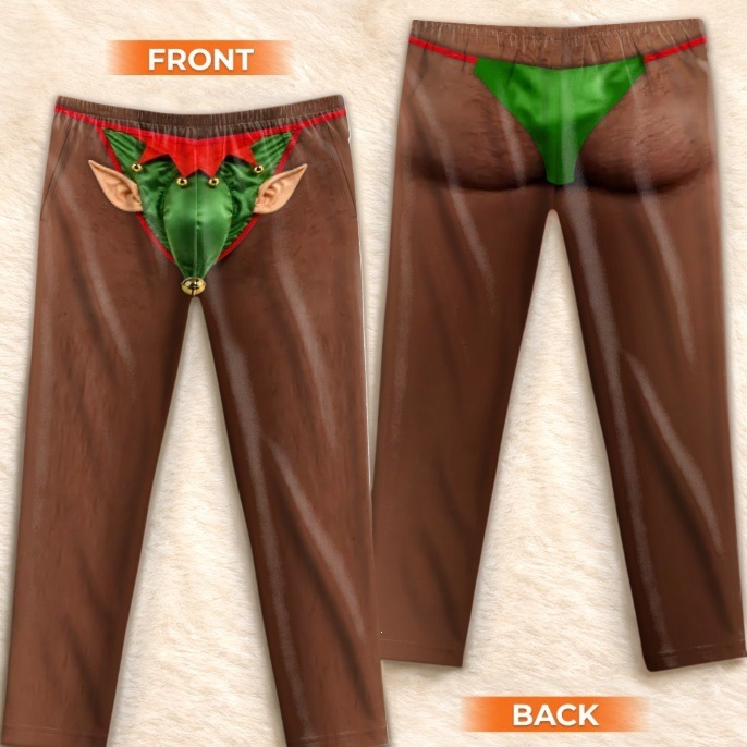 Soft Polyester Festive Print Style Pajama Pants, Christmas Gag Gift