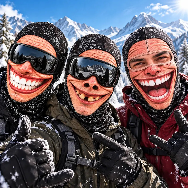 Funny 3D Old Man Face Balaclava, Dralon Thermal Fabric Winter Ski Mask, Warm Wind-Resistant Full Face Cover, Novelty Outdoor Headwear for Men & Women, Skiing, Cycling, Hiking & Winter Activities