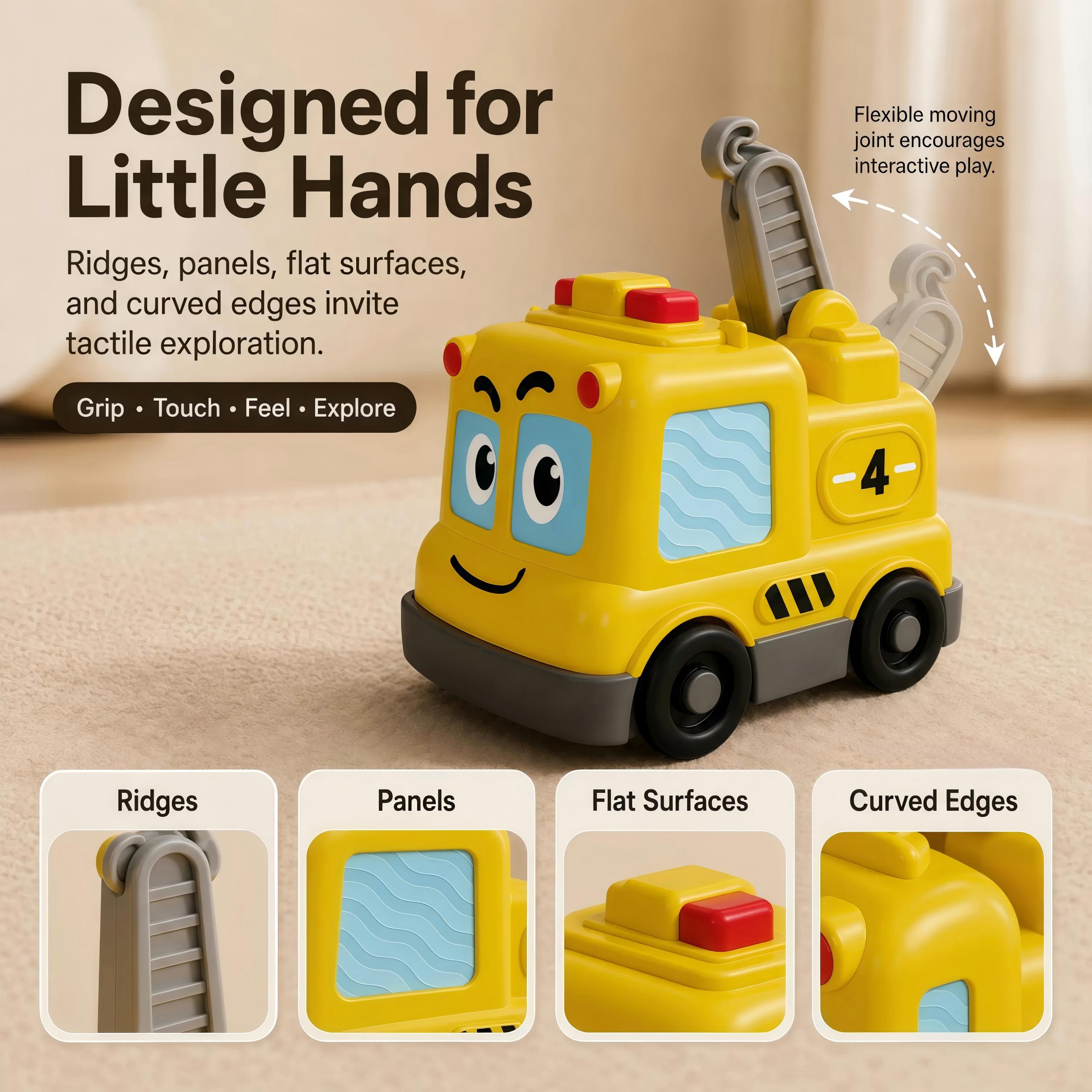 4 in 1 Montessori Toy Cars Set - Stacking Nesting Magnetic Following Toddler Toys 1-2, Sensory Toys with Lights, Music & Cars Toys