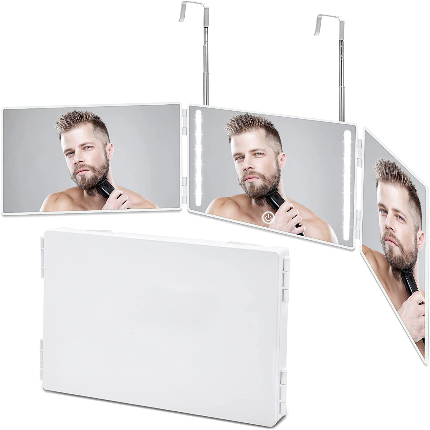 Umitec Adjustable LED Light 3 Way Mirror - Portable Trifold