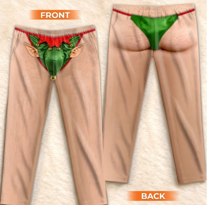 Soft Polyester Festive Print Style Pajama Pants, Christmas Gag Gift