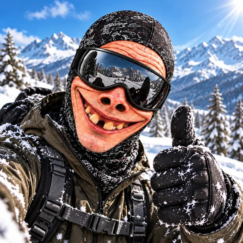 Funny 3D Old Man Face Balaclava, Dralon Thermal Fabric Winter Ski Mask, Warm Wind-Resistant Full Face Cover, Novelty Outdoor Headwear for Men & Women, Skiing, Cycling, Hiking & Winter Activities