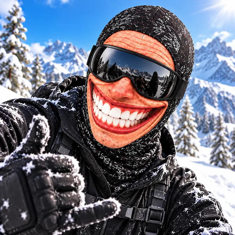 Funny 3D Old Man Face Balaclava, Dralon Thermal Fabric Winter Ski Mask, Warm Wind-Resistant Full Face Cover, Novelty Outdoor Headwear for Men & Women, Skiing, Cycling, Hiking & Winter Activities