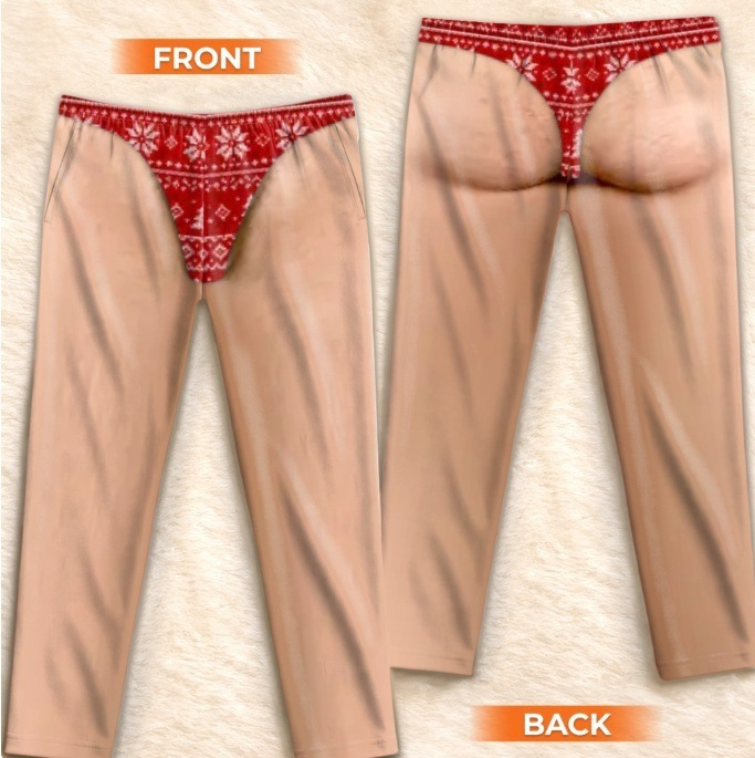 Soft Polyester Festive Print Style Pajama Pants, Christmas Gag Gift