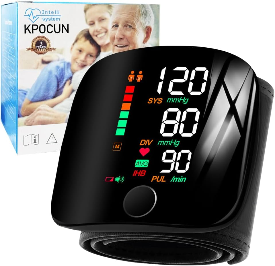 One-Touch Curved Screen Wrist Blood Pressure Monitor-Wrist Blood Pressure Monitors for Home