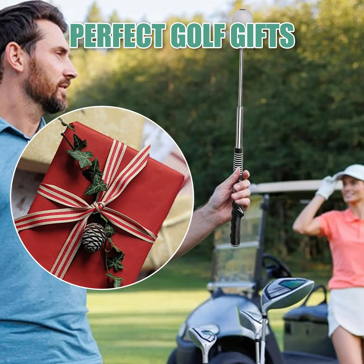  Retractable Golf Swing Training Aid, Telescopic club, Click Sound Stick Trainer, Golf Warm Up, Grip Trainer, Strength, Tempo Training Aids, Golf Gift