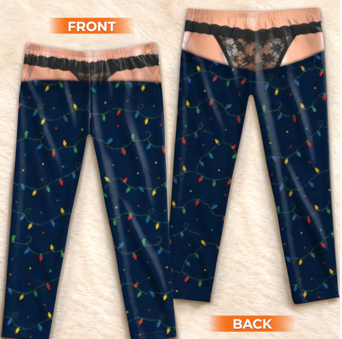Fleece Plaid Print Style Pajama Pants, Christmas Gag Gift for Her
