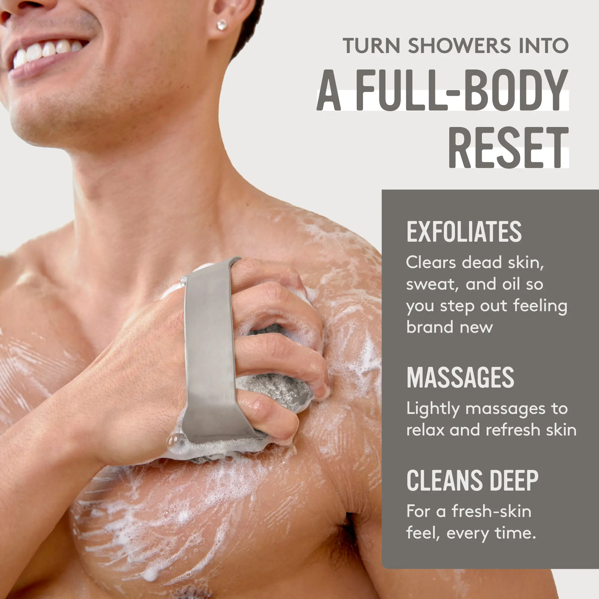 Body Scrubber – Antimicrobial Silicone Shower Brush for Sensitive Skin & Body Breakouts | Exfoliating Body Cleanser for Dead Skin Removal, Deep Clean, Oily Skin, Smooth Skin, Shower Tool for Men & Women