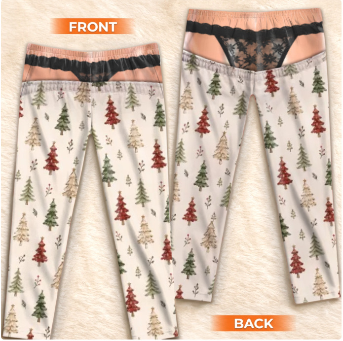 Fleece Plaid Print Style Pajama Pants, Christmas Gag Gift for Her