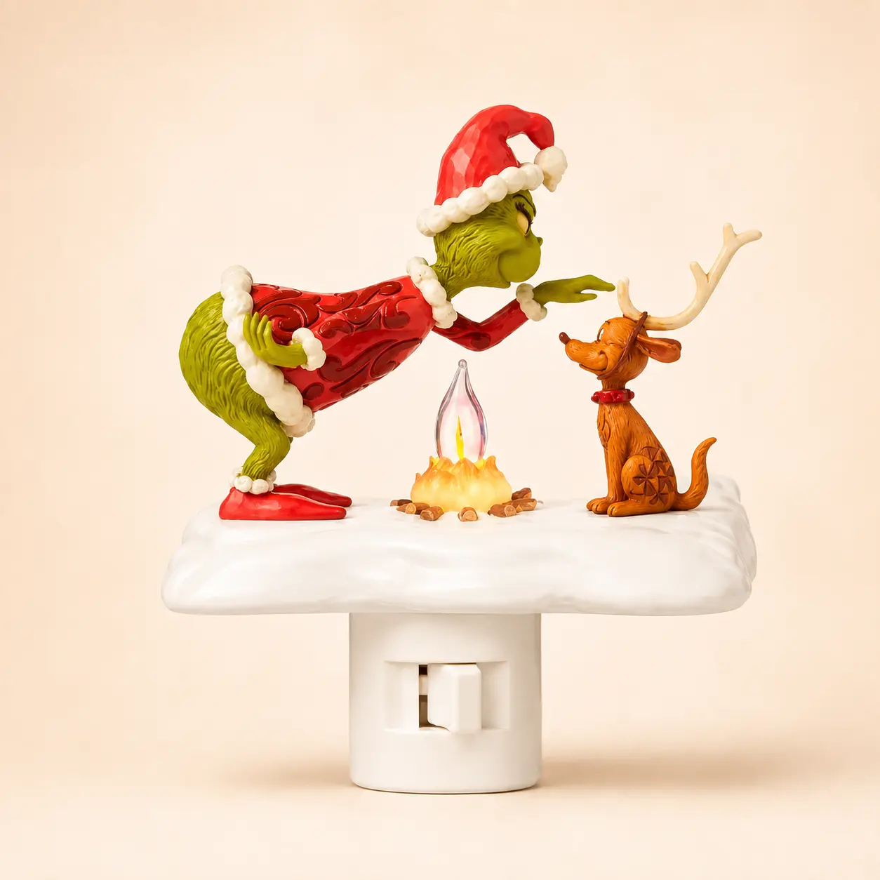 3D Flickering Campfire Night Light - Halloween & Christmas Decor, Resin Indoor Holiday Light