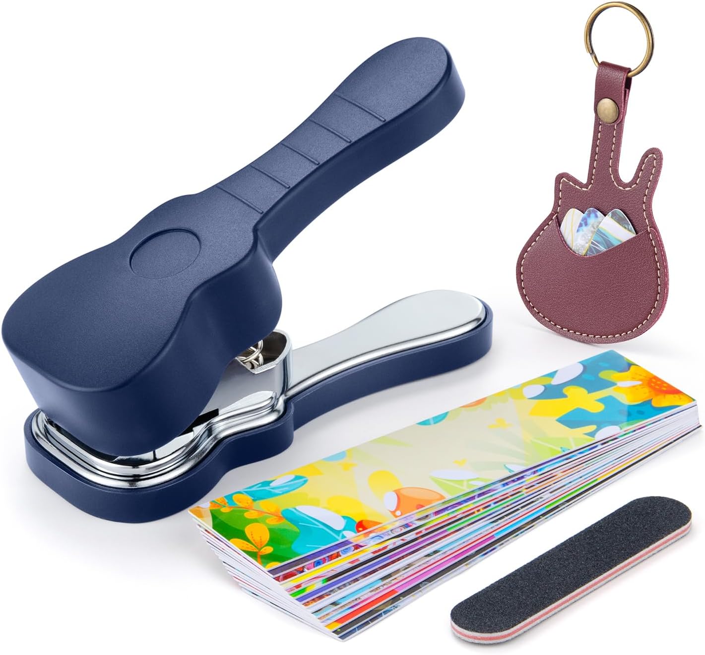 ArtAt Guitar Pick Punch Kit – Bass Guitar Picks Puncher With 15 Variety Pick Strips Medium Guitar Pick Maker Punch Kit Unique Guitar Lovers Gifts