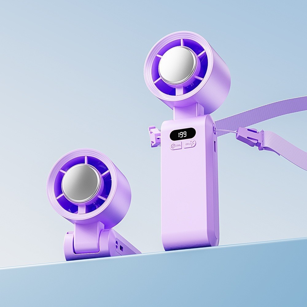 Portable Handheld Fan with Ice Cooler, 199 Speed Personal Fan,5500mAh Rechargeable,20H Cooling Time,20000 RPM Powerful Silent Motor, Summer Essential for Travel/Outdoor/Office, Grey Purple