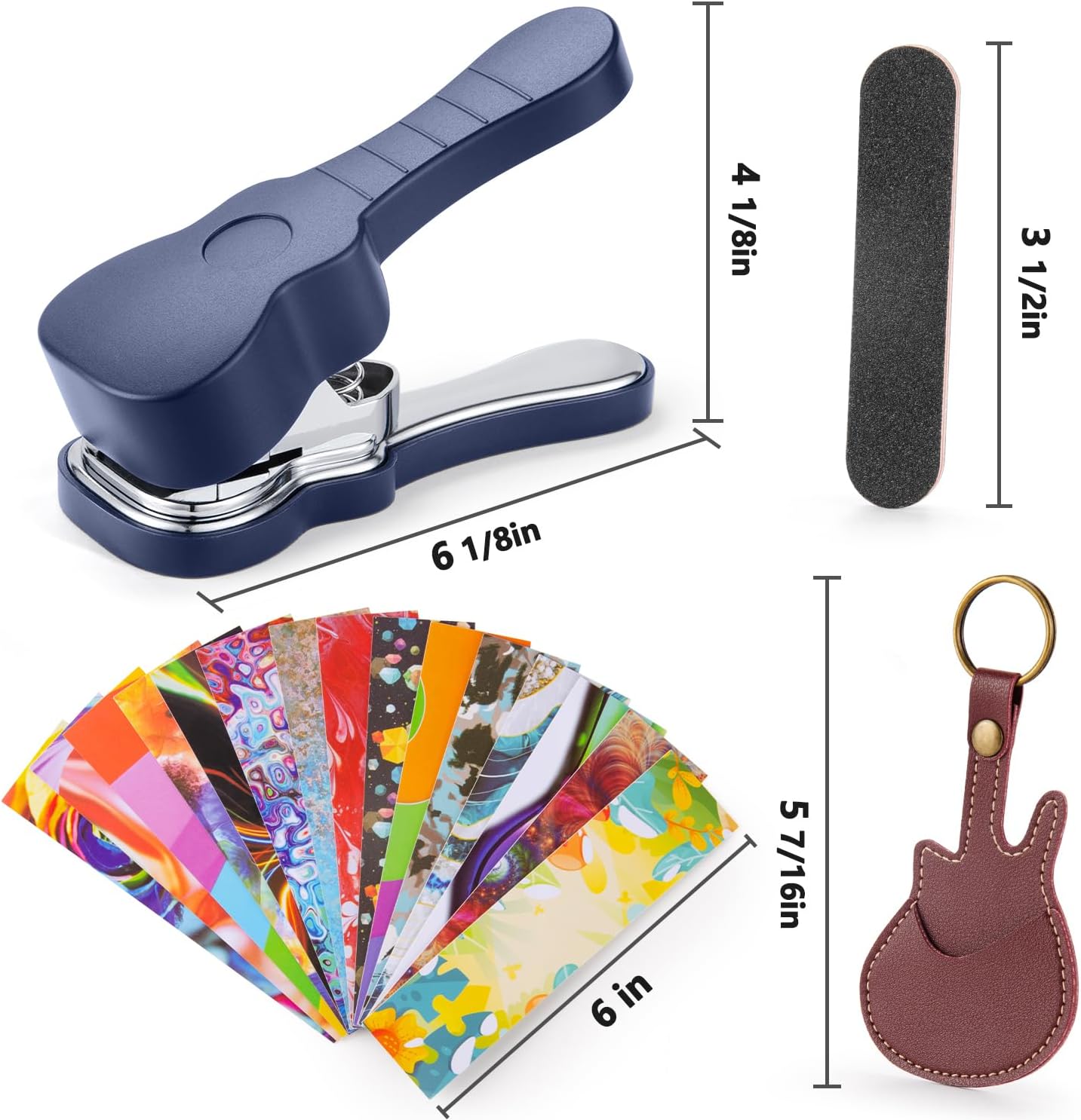 ArtAt Guitar Pick Punch Kit – Bass Guitar Picks Puncher With 15 Variety Pick Strips Medium Guitar Pick Maker Punch Kit Unique Guitar Lovers Gifts