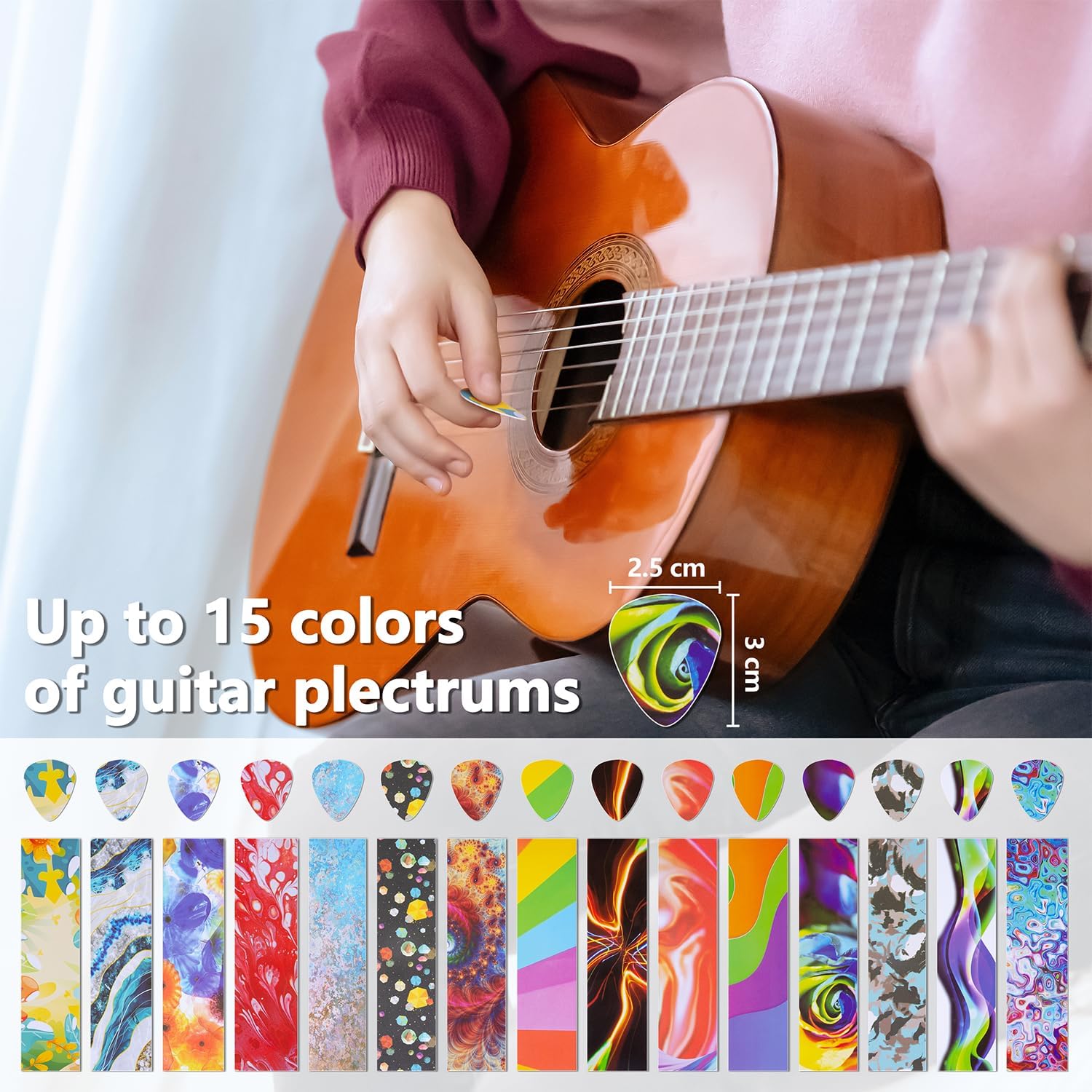 ArtAt Guitar Pick Punch Kit – Bass Guitar Picks Puncher With 15 Variety Pick Strips Medium Guitar Pick Maker Punch Kit Unique Guitar Lovers Gifts