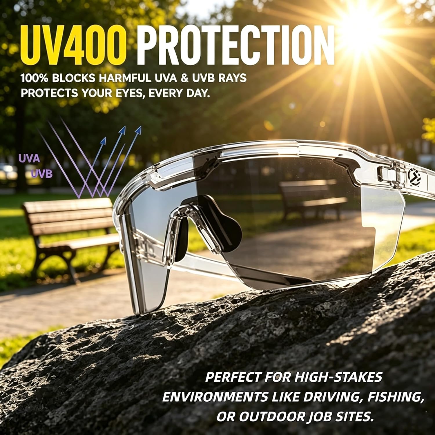 Photochromic Polarized Safety glasses,Sunglasses for Men & Women Oversized Vintage UV400 Y2K Aviator Eyewear Ideal for Fishing, Golf, Cycling, Driving, and Sports