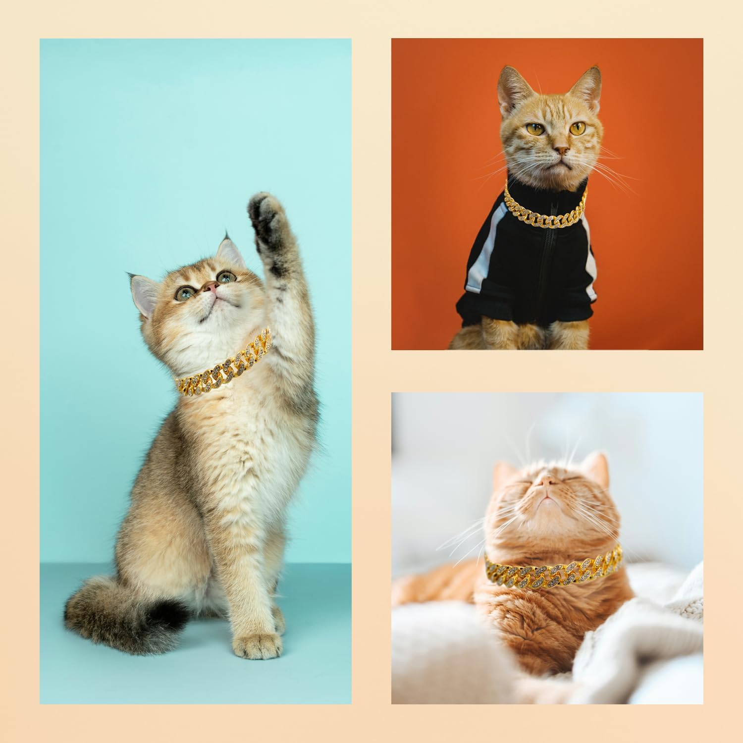 Dog Chain Diamond Collar Walking Metal Chain Necklace with Secure Buckle Pet Cuban Style Collar Jewelry Accessories for Small Medium Large Dog Cats