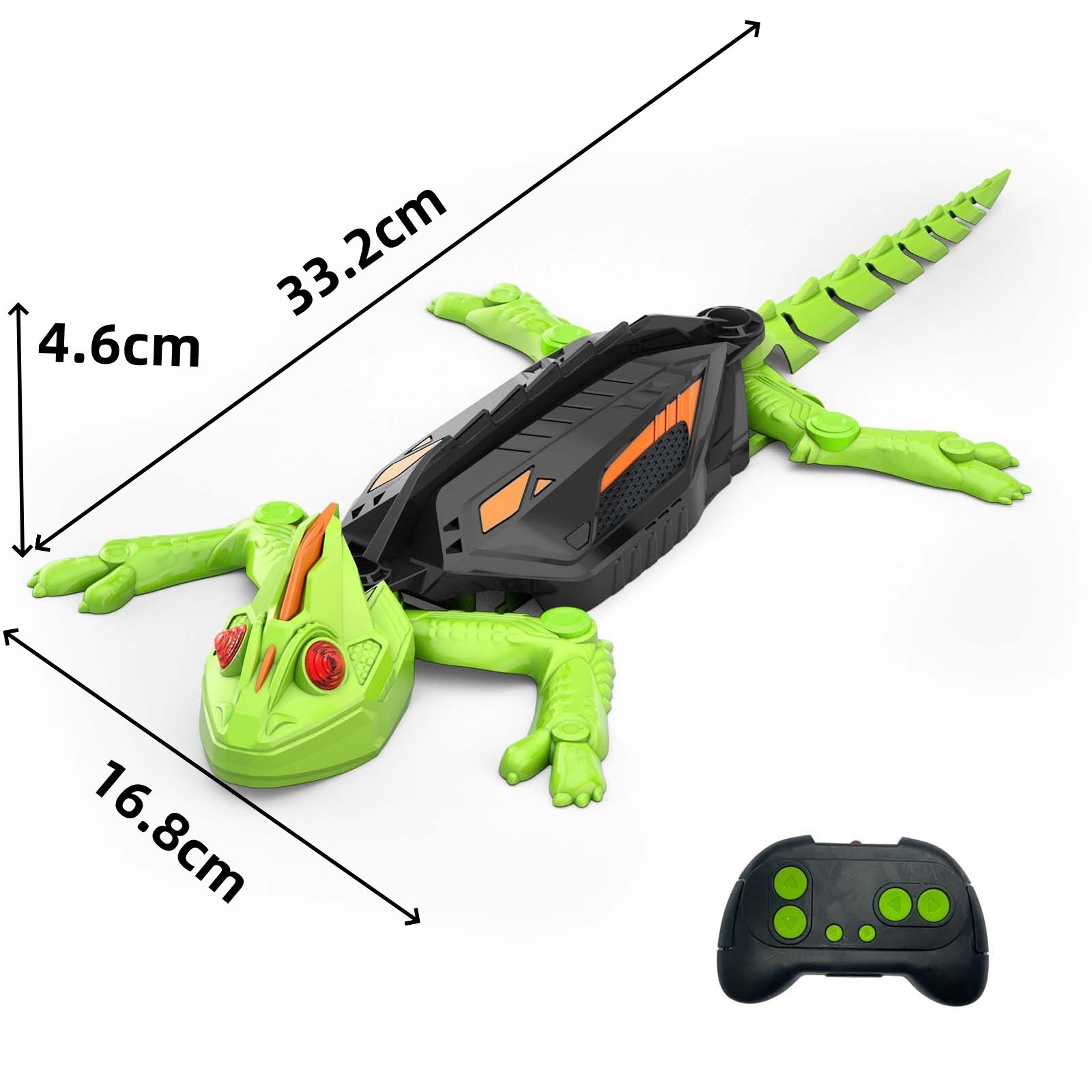 Wall Crawler Gecko, Remote Control Toy, Electric Lizard Toy with LED Glowing Eyes, 360° Spin