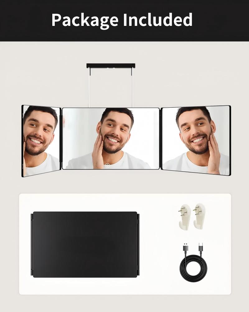 Umitec Adjustable LED Light 3 Way Mirror - Portable Trifold
