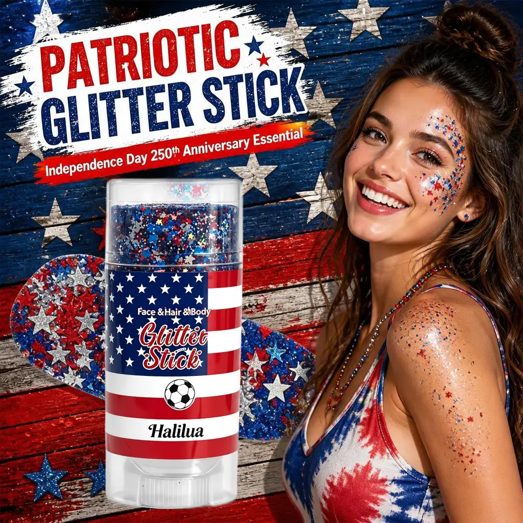 Self-Adhesive Glitter Stick | Red White & Blue Patriotic Body Makeup | 4th of July Independence Day Sparkle | Summer Vibes Festival Party Glitter | Waterproof Long-Lasting Shine for Sports Games & Holiday Gifts,summerwins