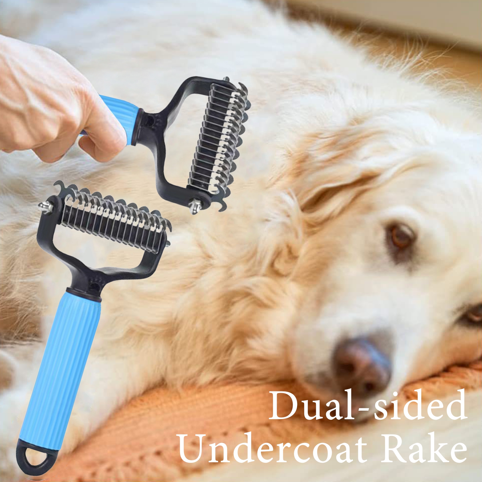Pet Grooming Tool, Universal Detangling Comb for Dogs, Stainless Steel Double-Sided Design, Effective Shedding Removal & Matted Hair Tamer, Practical Daily Dog Coat Maintenance Supplies.