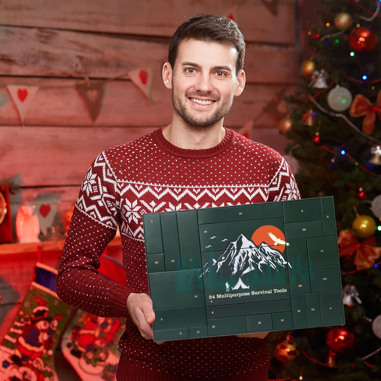 Advent Calendar Survival Kit - 24-Day Christmas Countdown Calendar Emergency Survival Kit