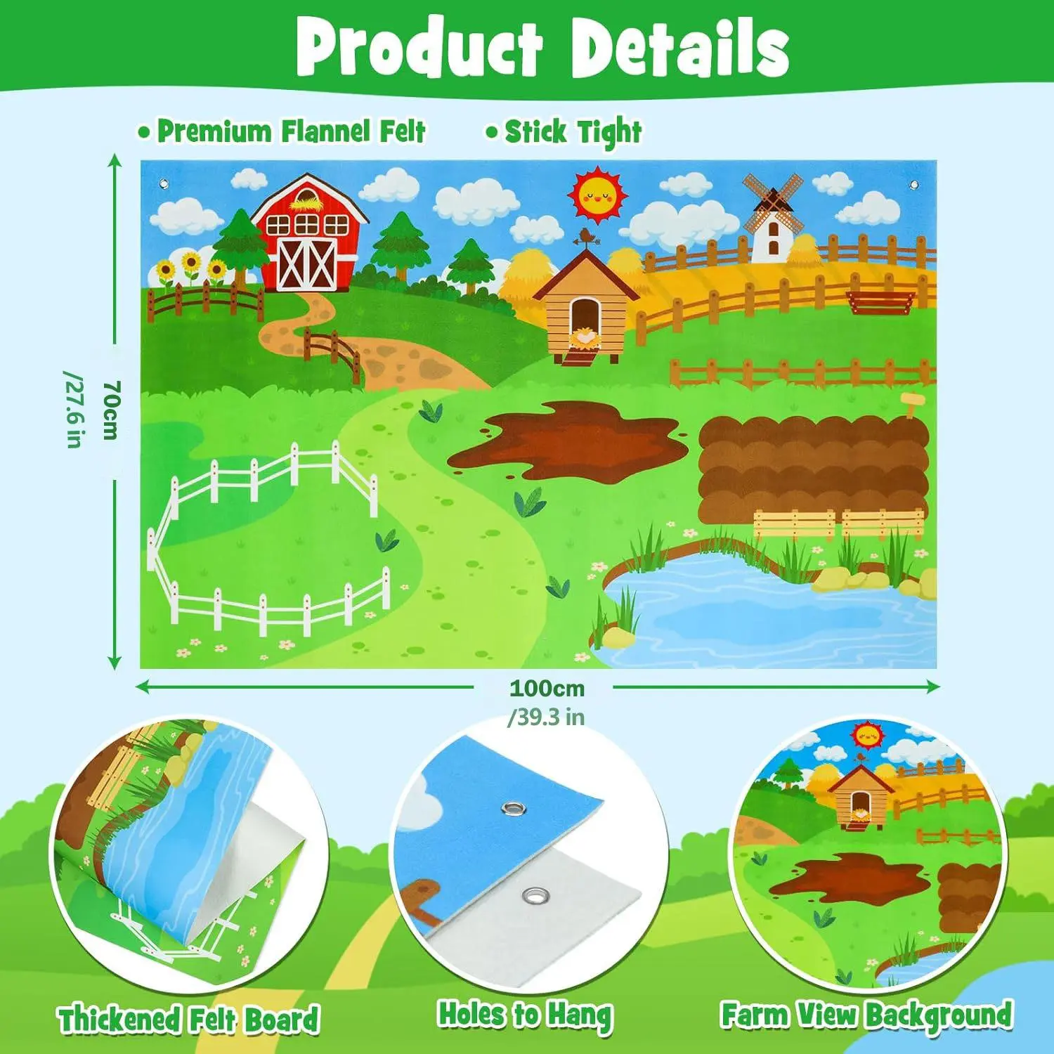 Farm Animal Felt Story Board Set, Sensory Activity Board, 