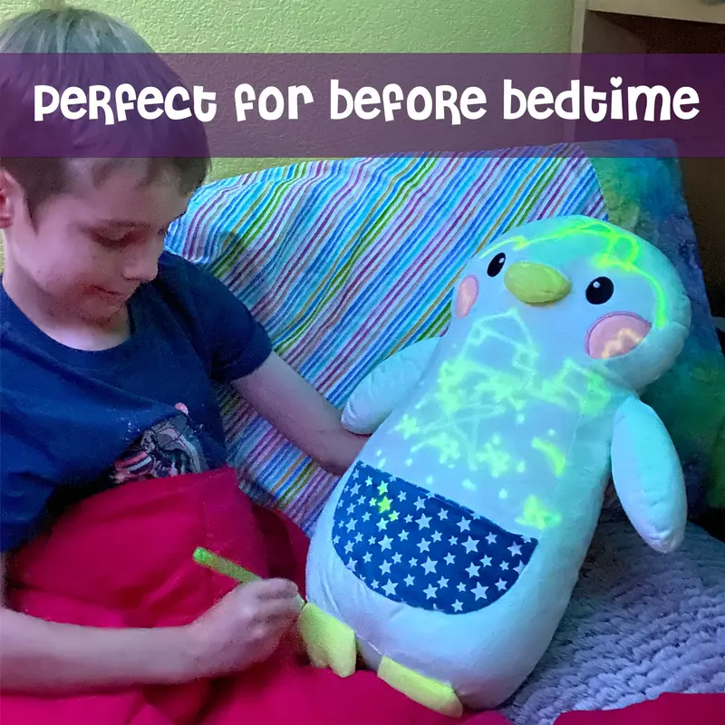 Bear Glow-in-The-Dark Plush with Light Pen, Soft & Cuddly Plush Toy for Kids, Draw with Light and Create Magical Glow Artwork