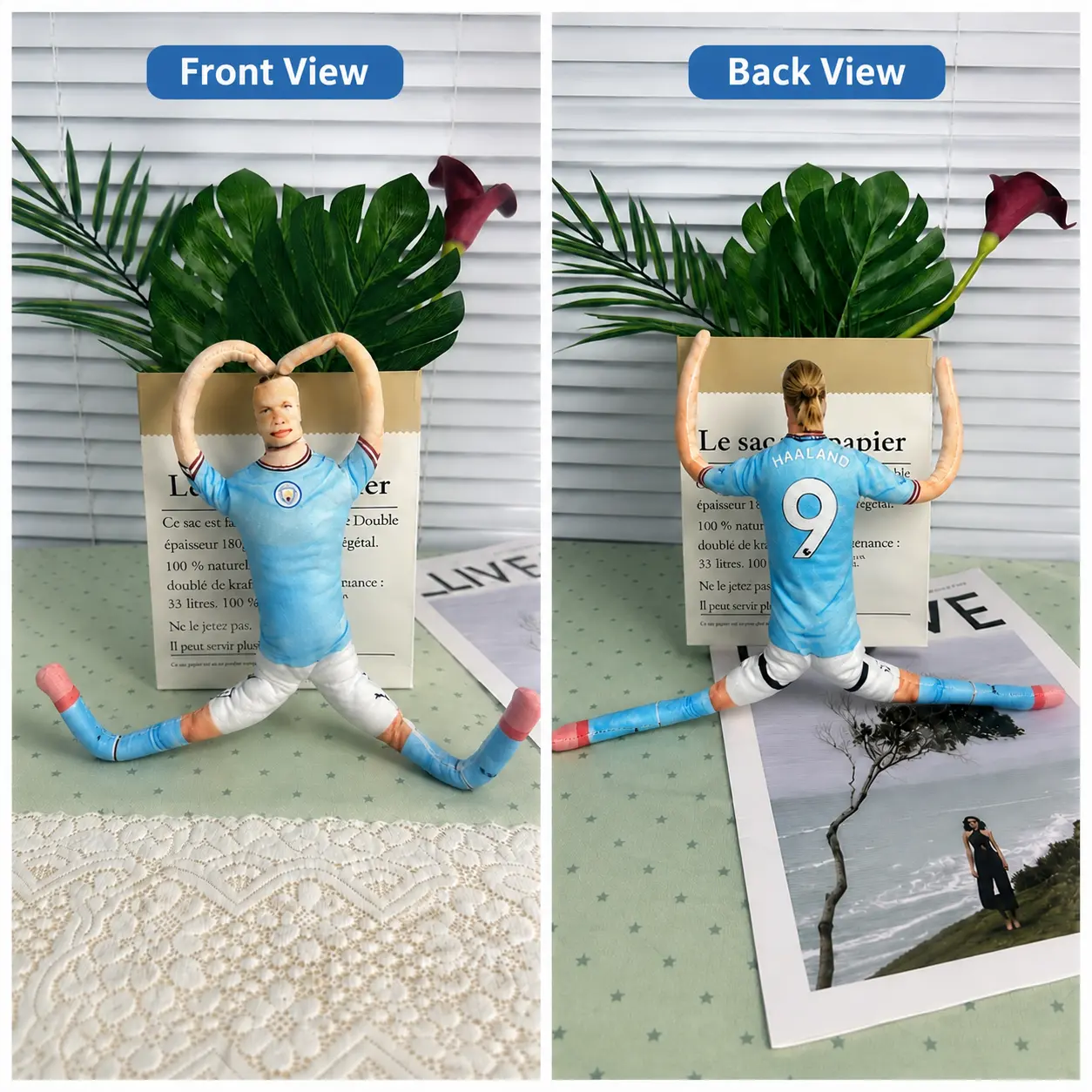 Soccer Player Plush Doll, Poseable Jointed Plush Figure, Soft Stuffed Toy