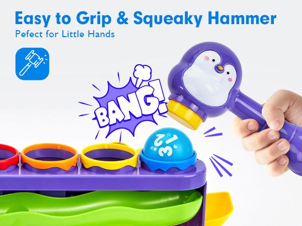 Hahaland 2 in 1 Pound Ball Toy & Car Ramp Race Track / Pop Up Montessori Toys  with Hammers,Toddler Toys for 1 Year Old Boy，Learning Early Developmental Montessori Toys for 2 Year Old Christmas Birthday Easter Gifts, Toddler Playset