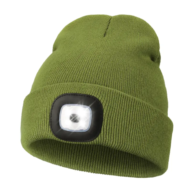 Unisex Hat with Light, USB Rechargeable Hands Free Headlamp LED Beanie, Winter Gifts for Men Dad Father Husband Him