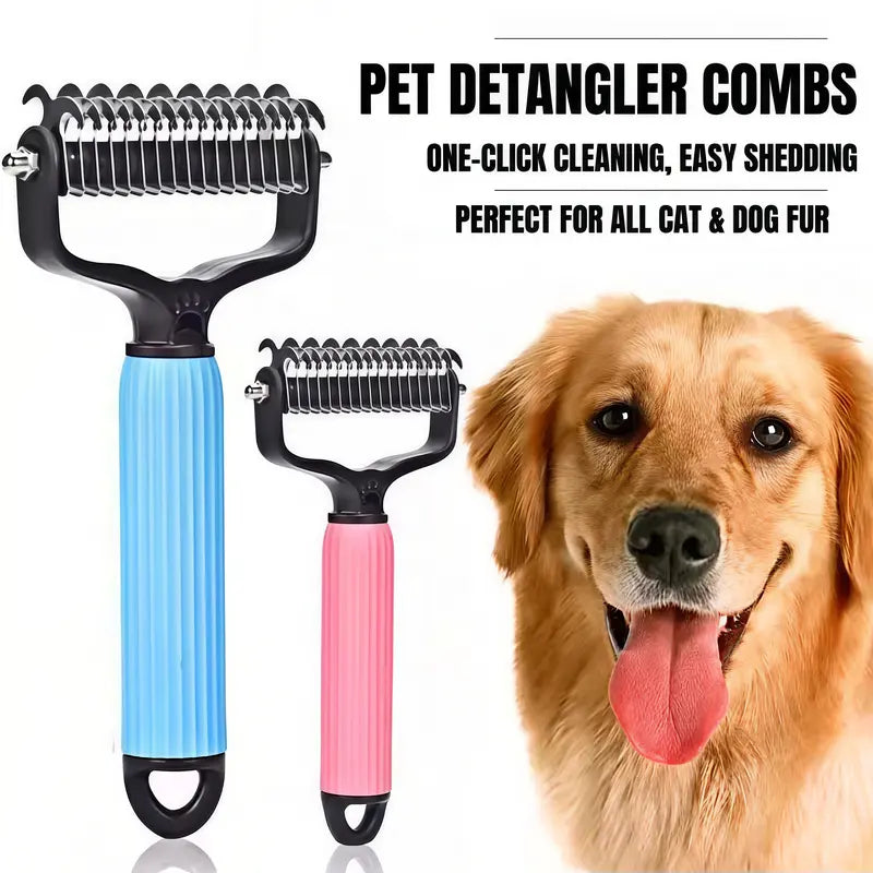 Pet Grooming Tool, Universal Detangling Comb for Dogs, Stainless Steel Double-Sided Design, Effective Shedding Removal & Matted Hair Tamer, Practical Daily Dog Coat Maintenance Supplies.