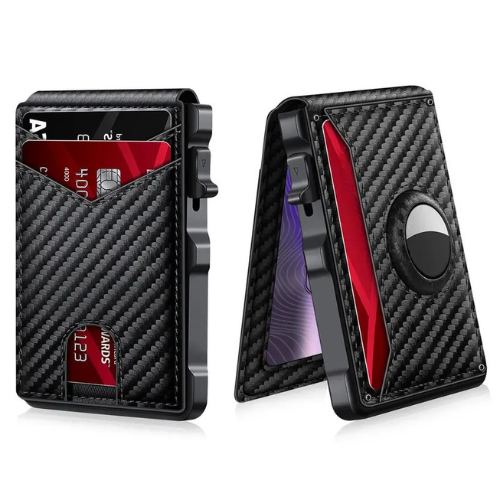Minimalist Men’s Slim Wallet: 9 - 13 Cards, Money Clip, ID Window. RFID - Blocking, Aluminum Bifold Pop - Up