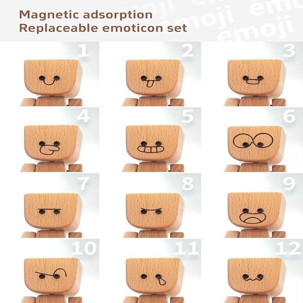 Wooden Sway Figure with 12 Magnetic Emotions