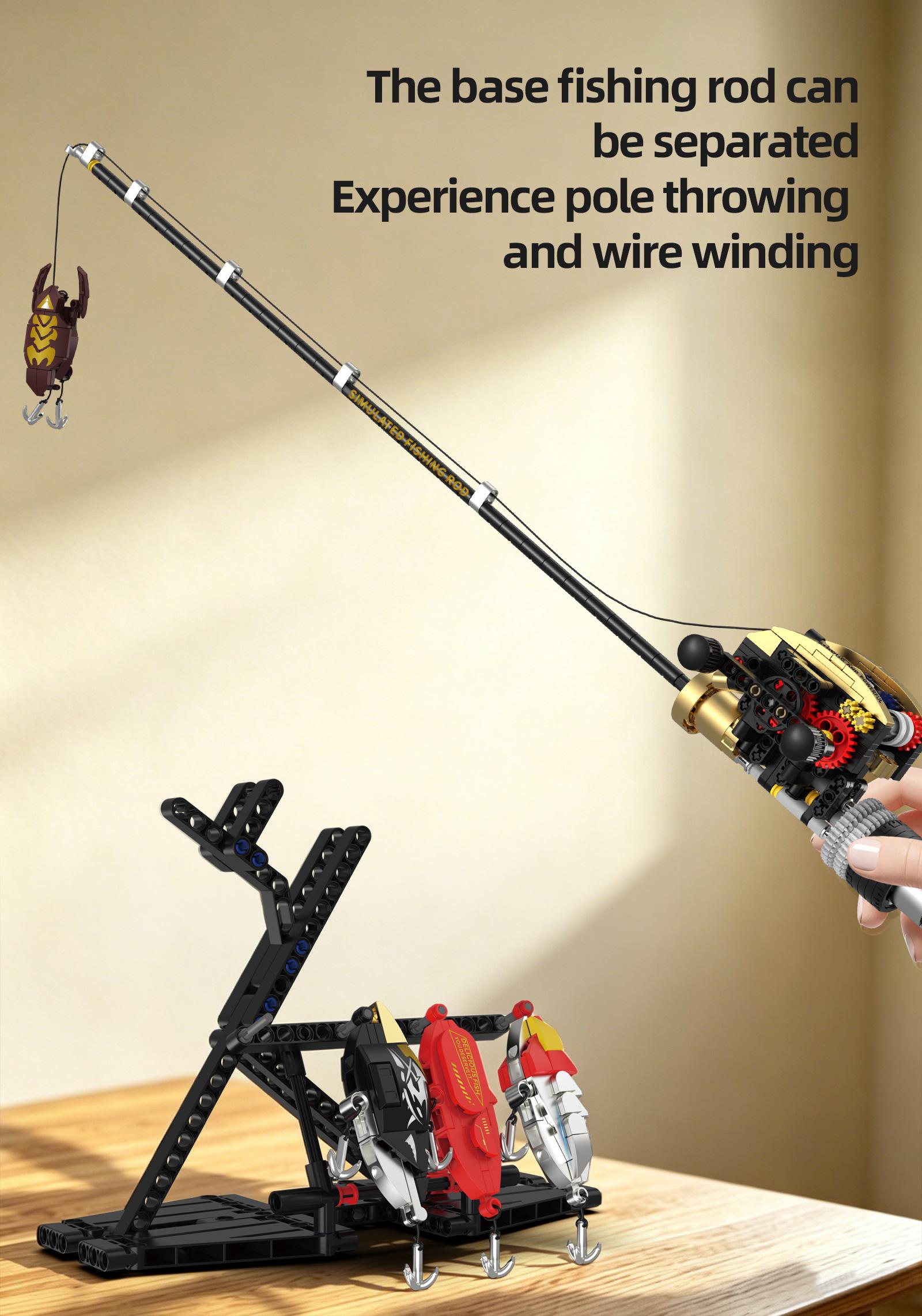 Unisex 425-Piece Baitcasting Fishing Rod Plastic Blocks Mechanical Kit, Kids Toys with 4 Bait Pieces, Realistic Gear Mechanism, Metal-Look Grip, STEM Assembly Toy Gift for Ages 8+ Collectors Unisex 425-Piece Baitcasting Fishing Rod Plastic Blocks Mechanical Kit, Kids Toys with 4 Bait Pieces, Realistic Gear Mechanism, Metal-Look Grip, STEM Assembly Toy Gift for Ages 8+ Collectors