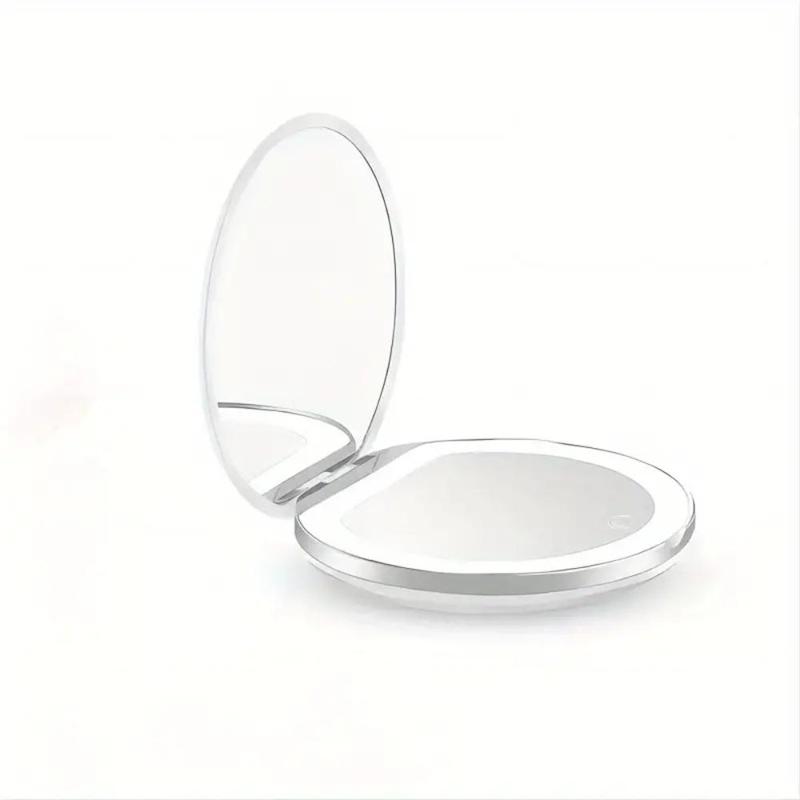 Portable Foldable Makeup Mirror, Glam Travel Makeup Mirror with LED Light, Compact Mirror for Women, Pocket Size Makeup Tools, Travel Hand Mirror