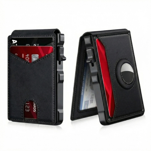Minimalist Men’s Slim Wallet: 9 - 13 Cards, Money Clip, ID Window. RFID - Blocking, Aluminum Bifold Pop - Up