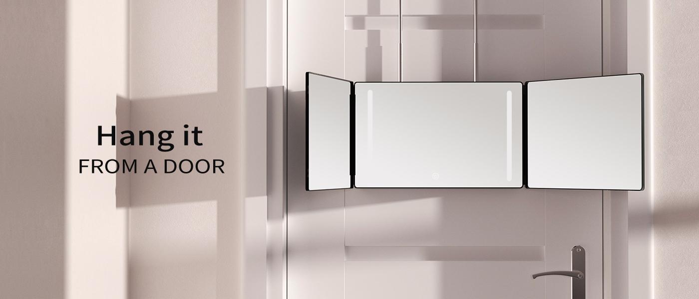 Umitec Adjustable LED Light 3 Way Mirror, Portable Trifold Mirror for Shaving, Grooming, Hair Styling, Dye Hair, Makeup, Braiding, 360 Degree Mirror campingessentials backtoschool,dorm decor,dorm room decor Umitec Adjustable LED Light 3 Way Mirror, Portable Trifold Mirror for Shaving, Grooming, Hair Styling, Dye Hair, Makeup, Braiding, 360 Degree Mirror campingessentials backtoschool,dorm decor,dorm room decor