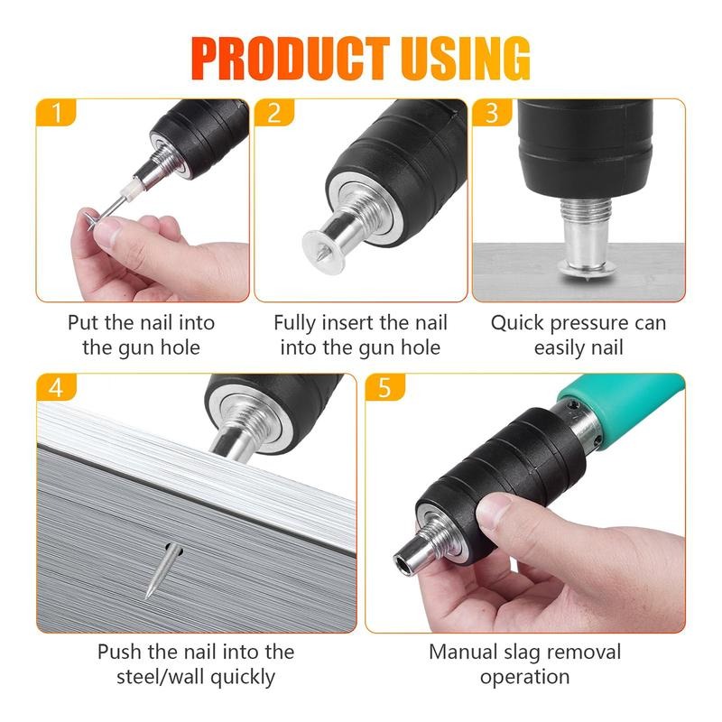 Manual Mini Steel Nail Gun 5 Gears Power Adjustable Concrete nail gun Woodworking integrated air nailer gun with 10 Nails