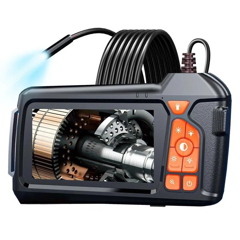 Industrial Endoscope Borescope Camera with Light, 4.3 Inch Screen HD Digital Snake Camera, Waterproof Sewer Inspection Camera with 6 LED Lights, Semi-Rigid Cable, Measuring Gauges, Diagnostic Tool, Men Gifts