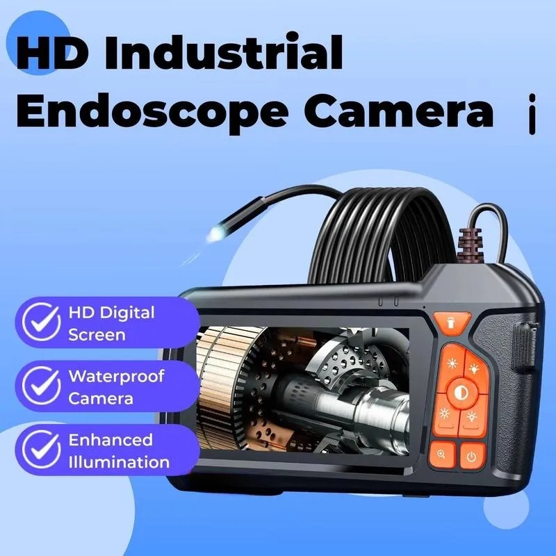 Industrial Endoscope Borescope Camera with Light, 4.3 Inch Screen HD Digital Snake Camera, Waterproof Sewer Inspection Camera with 6 LED Lights, Semi-Rigid Cable, Measuring Gauges, Diagnostic Tool, Men Gifts