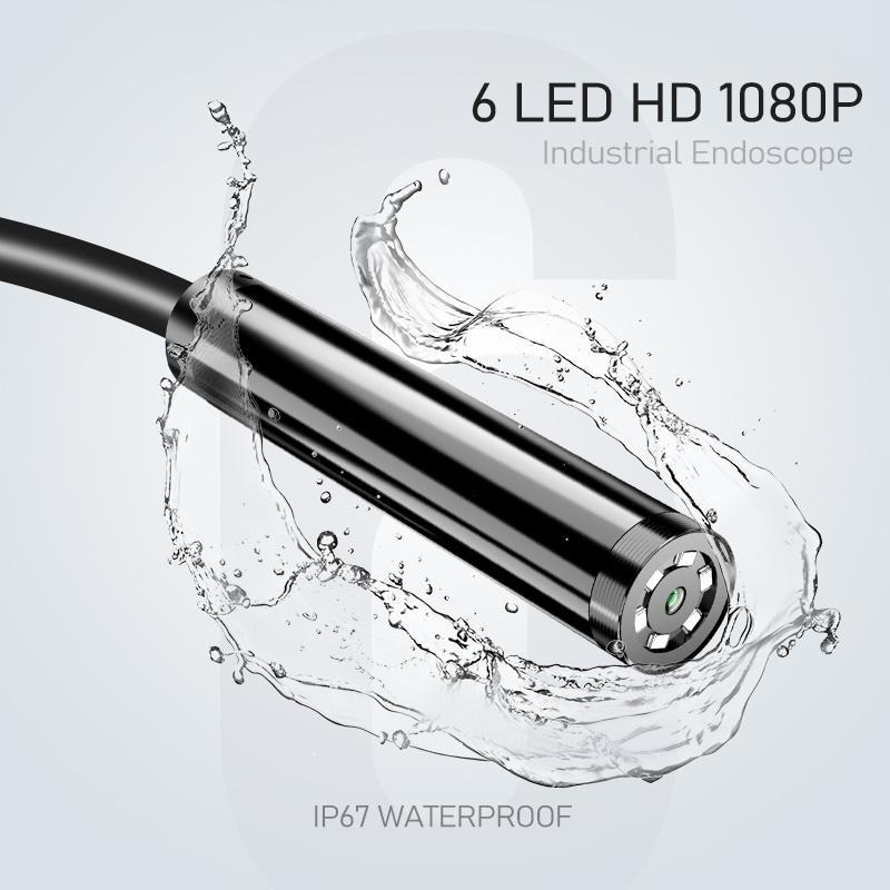 Industrial Endoscope Borescope Camera with Light, 4.3 Inch Screen HD Digital Snake Camera, Waterproof Sewer Inspection Camera with 6 LED Lights, Semi-Rigid Cable, Measuring Gauges, Diagnostic Tool, Men Gifts