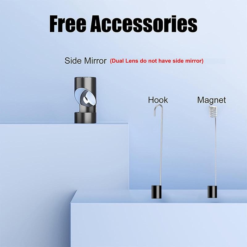 Industrial Endoscope Borescope Camera with Light, 4.3 Inch Screen HD Digital Snake Camera, Waterproof Sewer Inspection Camera with 6 LED Lights, Semi-Rigid Cable, Measuring Gauges, Diagnostic Tool, Men Gifts