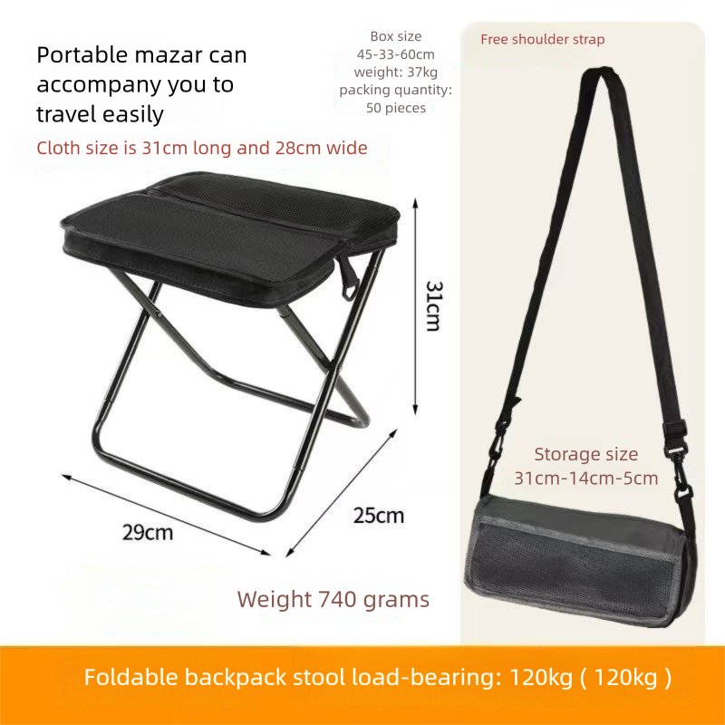 Portable Folding Stool with Carry Bag, Lightweight Foldable Stool, collapsible stools, Outdoor Chair with Pocket, Travel, Bbq, Fishing, Beach, Picnic, Camping Folding Chairs, Folding Lawn Chair, Sturdy Outdoor Bench, Camping Furniture