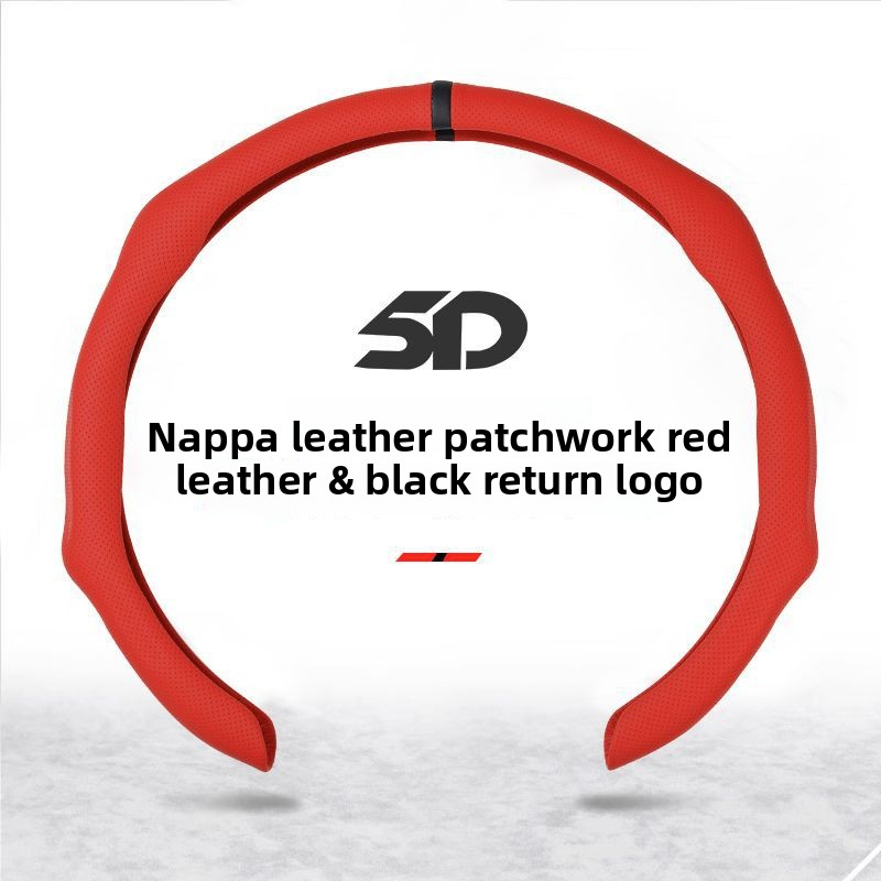 Napa Nappa Leather Car Steering Wheel Cover - Quick Turn Non-Slip Breathable Ultra-Thin Cover for Four Seasons Car Accessories - Versatile