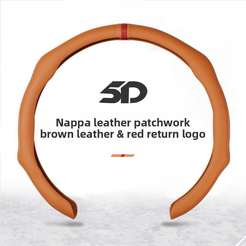 Napa Nappa Leather Car Steering Wheel Cover - Quick Turn Non-Slip Breathable Ultra-Thin Cover for Four Seasons Car Accessories - Versatile