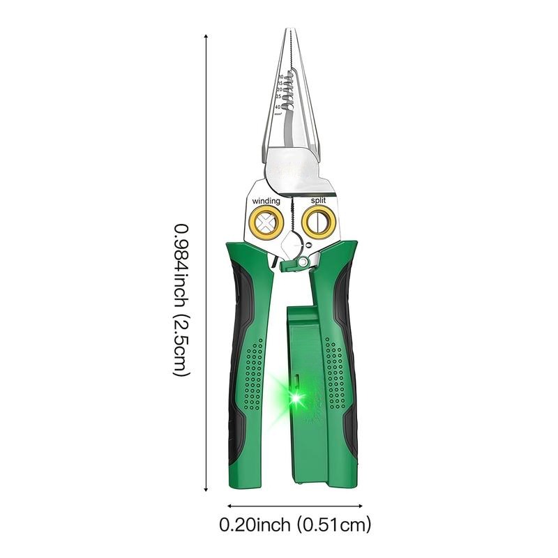 8 in 1 Wire Stripper Twister for Cutting and Pulling Wires, Voltage Tester Pliers,Cable Scissors, 12V to 250V Live,Null,Hot Wire Judgment AC DC, Audible and Flashing LED Alarms