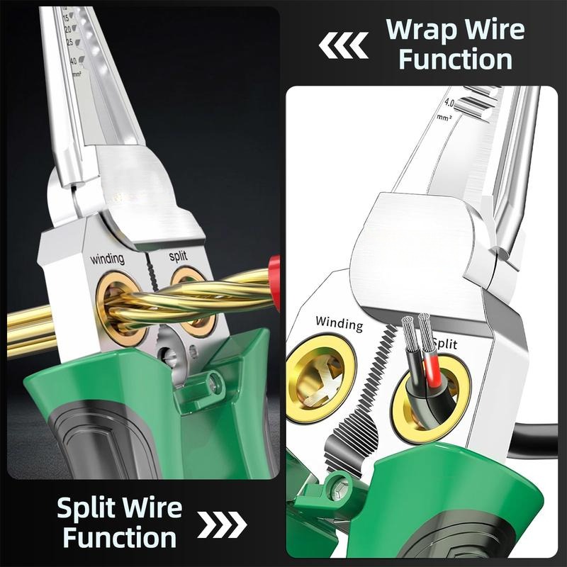 8 in 1 Wire Stripper Twister for Cutting and Pulling Wires, Voltage Tester Pliers,Cable Scissors, 12V to 250V Live,Null,Hot Wire Judgment AC DC, Audible and Flashing LED Alarms
