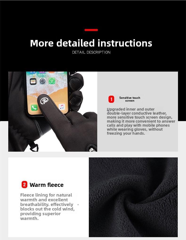 Outdoor Winter Gloves Touchscreen Windproof Full-Finger Fleece Lined for Men Women Sports Travel Daily Activities Unisex