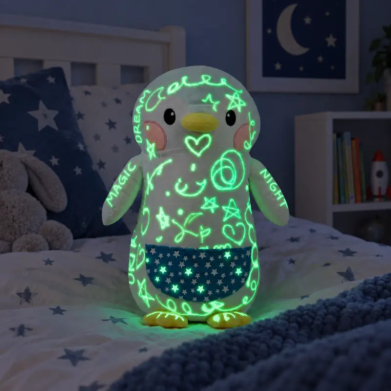 Bear Glow-in-The-Dark Plush with Light Pen, Soft & Cuddly Plush Toy for Kids, Draw with Light and Create Magical Glow Artwork