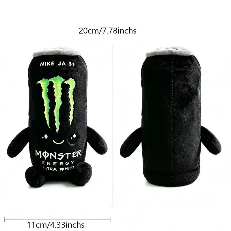 Drink Can Plush Toy - Black & White Ultra White Stuffed Doll, Soft Simulation Beverage Figure, Kawaii Collectible.